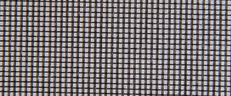 Fibreglass mesh, the mesh most commonly used in fly screens and doors.